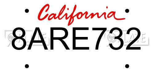 8ARE732 California License Plate