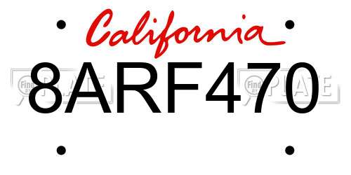 8ARF470 California License Plate