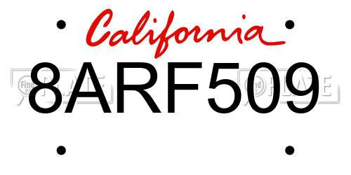 8ARF509 California License Plate