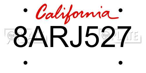8ARJ527 California License Plate