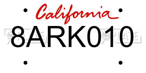 8ARK010 California License Plate