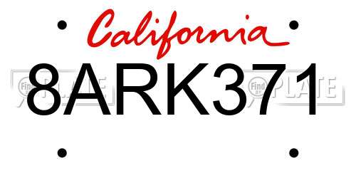8ARK371 California License Plate