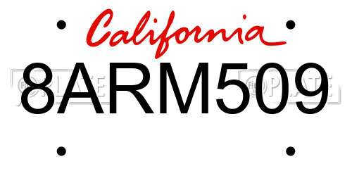 8ARM509 California License Plate