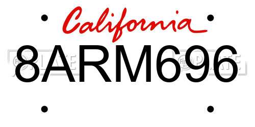 8ARM696 California License Plate