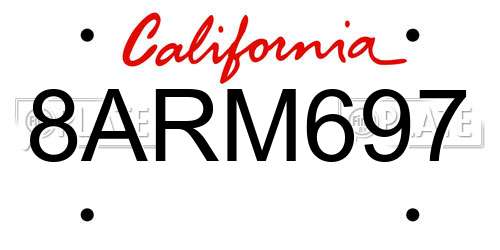 8ARM697 California License Plate