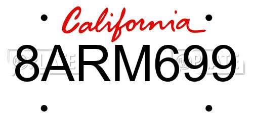 8ARM699 California License Plate