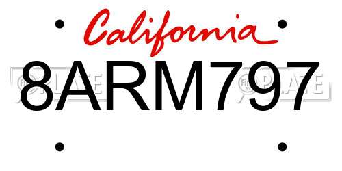 8ARM797 California License Plate