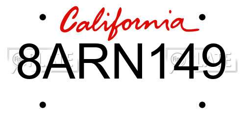 8ARN149 California License Plate
