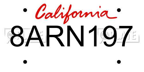 8ARN197 California License Plate