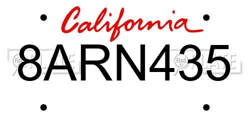 8ARN435 California License Plate