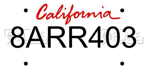 8ARR403 California License Plate
