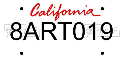 8ART019 California License Plate