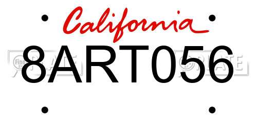 8ART056 California License Plate