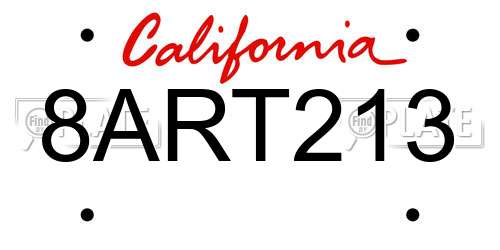 8ART213 California License Plate