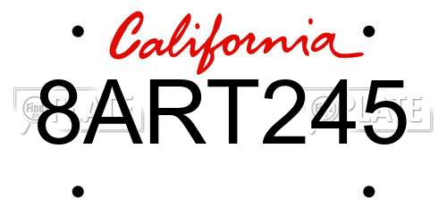 8ART245 California License Plate
