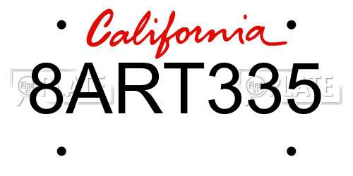 8ART335 California License Plate