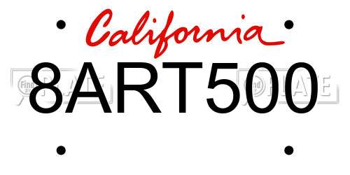 8ART500 California License Plate