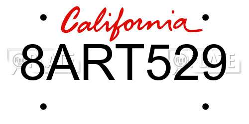 8ART529 California License Plate