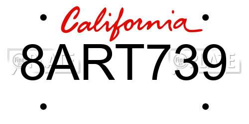 8ART739 California License Plate