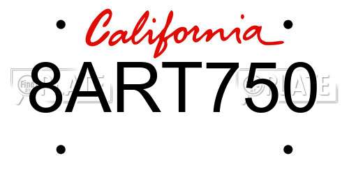8ART750 California License Plate