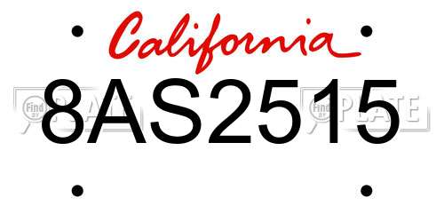 8AS2515 California License Plate