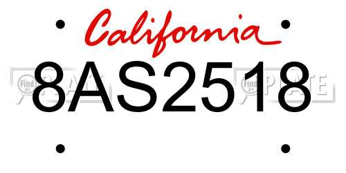 8AS2518 California License Plate