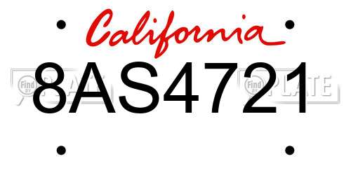 8AS4721 California License Plate