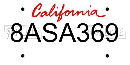 8ASA369 California License Plate