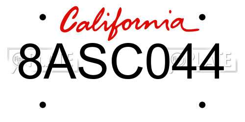8ASC044 California License Plate