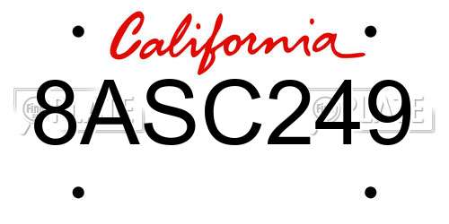 8ASC249 California License Plate