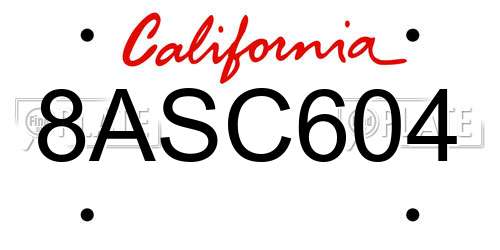 8ASC604 California License Plate