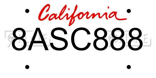 8ASC888 California License Plate