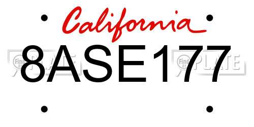 8ASE177 California License Plate