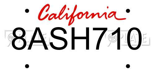 8ASH710 California License Plate