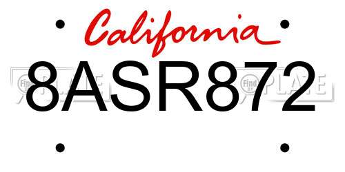 8ASR872 California License Plate