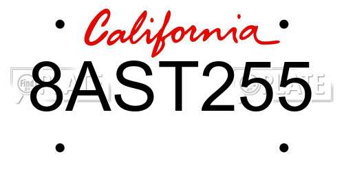 8AST255 California License Plate