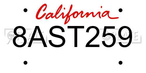 8AST259 California License Plate