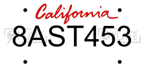 8AST453 California License Plate