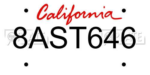 8AST646 California License Plate