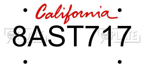 8AST717 California License Plate