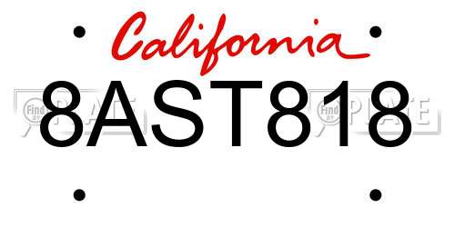 8AST818 California License Plate
