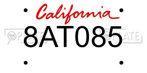 8AT085 California License Plate