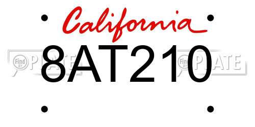 8AT210 California License Plate