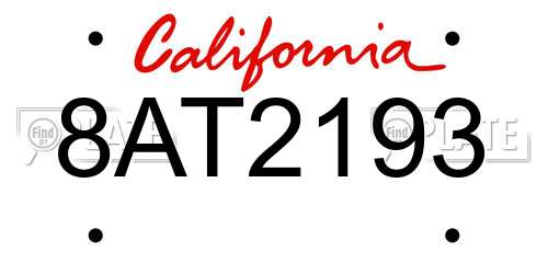 8AT2193 California License Plate