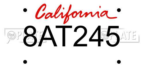 8AT245 California License Plate