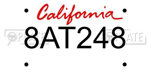 8AT248 California License Plate