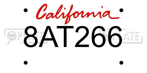 8AT266 California License Plate