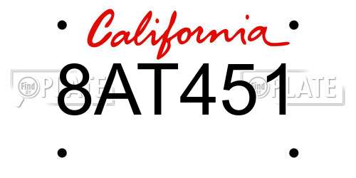8AT451 California License Plate