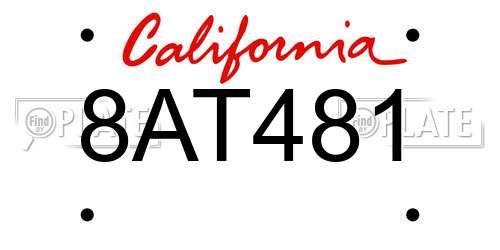 8AT481 California License Plate
