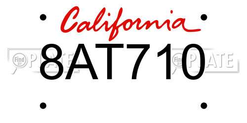 8AT710 California License Plate